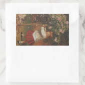 ステッカーヴィンテージビクトリアンガールプレイドスカートタッティング 長方形シール (バッグ)