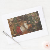 ステッカーヴィンテージビクトリアンガールプレイドスカートタッティング 長方形シール (封筒)