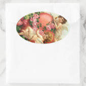 ステッカーヴィンテージビクトリアンバレンタインデーハート 楕円形シール (バッグ)