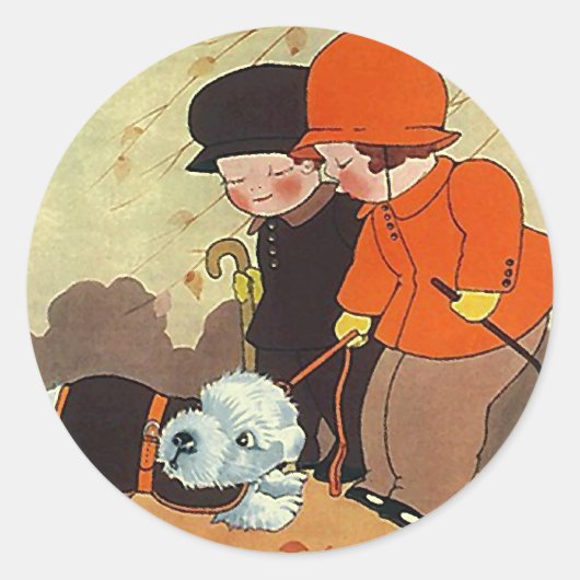 ステッカーヴィンテージフォーエバーホームドッグペット心地よい野良 ラウンドシール (正面)