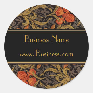 ステッカーヴィンテージプリントウィリアムモリスブラック ラウンドシール