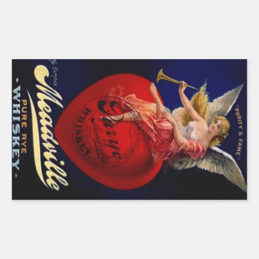 ステッカーヴィンテージメアドヴィルピュアライウイスキーエンジェル 長方形シール (正面)