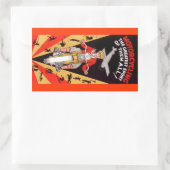 ステッカーヴィンテージモーターサイクリングプロモーションアンティークオレンジ 長方形シール (バッグ)