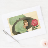 ステッカーヴィンテージレディーファッショナブル帽子ファッションバラ 長方形シール (封筒)