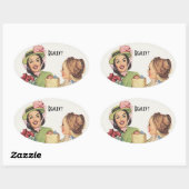 ステッカーヴィンテージレトロ近所の友人は本当に? 楕円形シール (シート)