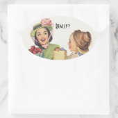 ステッカーヴィンテージレトロ近所の友人は本当に? 楕円形シール (バッグ)