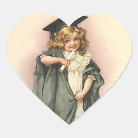 ステッカーヴィンテージ卒業バラ人形ビクトリアン ハートシール (正面)