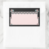 ステッカーヴィンテージ結婚ピンクのケーキバラレースブラック 長方形シール (バッグ)