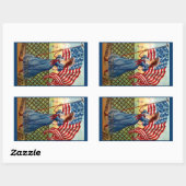 ステッカーヴィンテージ7月4日グリーティングUSAフラッグウェーブ 長方形シール (シート)