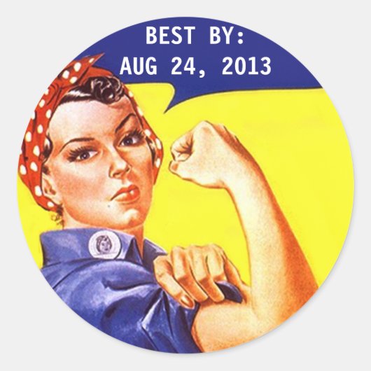 ステッカーヴィンテージRosie The Riveter Canning 最高の BY ラウンドシール (正面)
