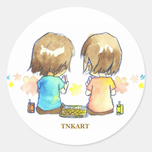 ステッカー丸（大）　ふたつずつ ラウンドシール (正面)