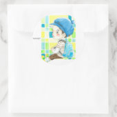 ステッカー丸（大）　まちぼうけ ラウンドシール (バッグ)