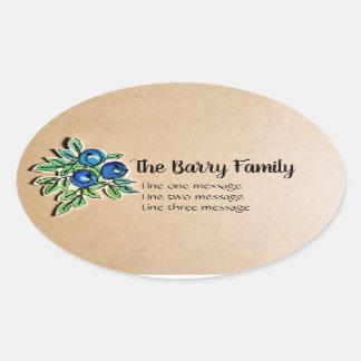 ステッカー付きカスタムヴィンテージブルーベリーラベル 楕円形シール