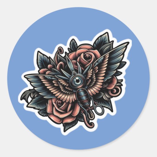 ステッカー入れ墨デザイン ラウンドシール (正面)