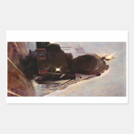 ステッカー列車鋼馬ヴィンテージ機関車STAT 長方形シール