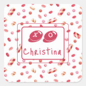 ステッカー名XOキャンディパターンバレンタイン1.5in スクエアシール (正面)