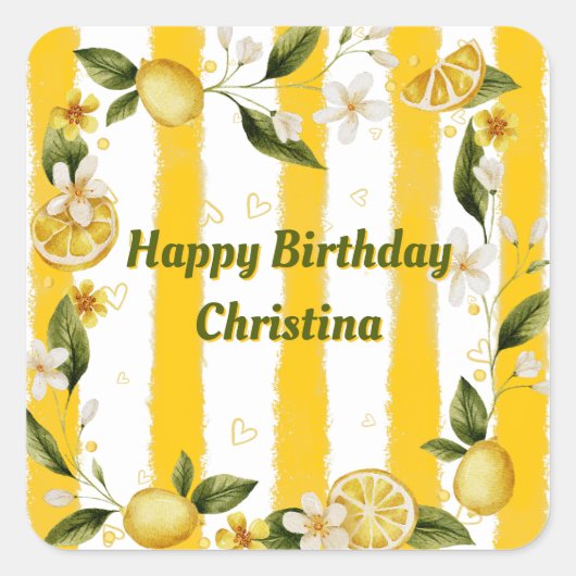 ステッカー夏の誕生日パーティコレクション スクエアシール (正面)