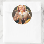 ステッカー女性 ラウンドシール (バッグ)