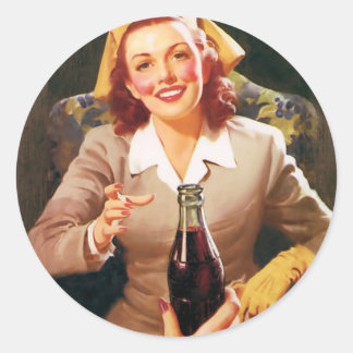 ステッカー女性 ラウンドシール