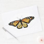 ステッカー女性（昆虫）オオカバマダラ、モナーク 楕円形シール (封筒)