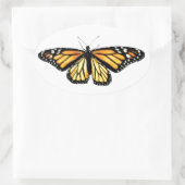 ステッカー女性（昆虫）オオカバマダラ、モナーク 楕円形シール (バッグ)