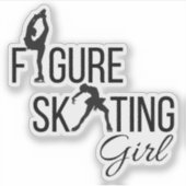 ステッカー姿スケートで滑る女カスタムの子のカットブラック シール (正面)