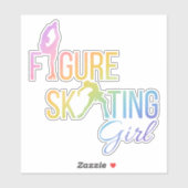 ステッカー姿スケートで滑る女カスタムの子のレインボー シール (シート)