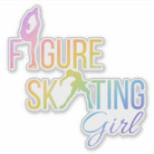 ステッカー姿スケートで滑る女カスタムの子のレインボー シール (正面)