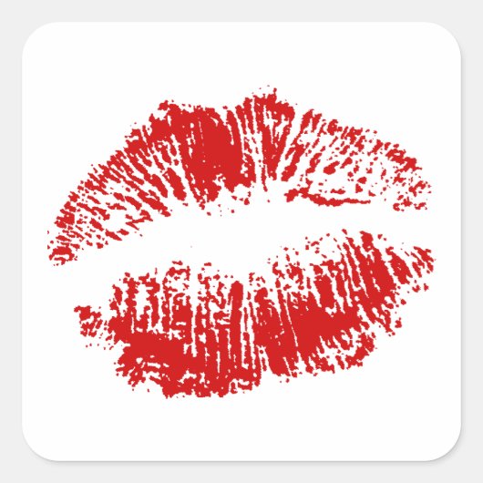 ステッカー封筒用シールシールキスリップ赤L スクエアシール (正面)