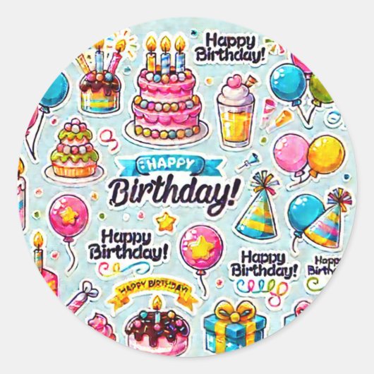 ステッカー幸せな誕生日ハロウィーン ラウンドシール (正面)