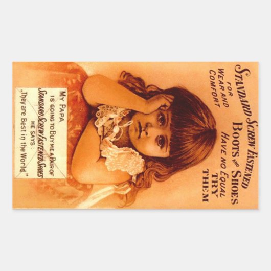 ステッカー広告ヴィンテージのネジ留め靴 長方形シール (正面)