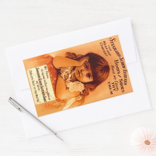 ステッカー広告ヴィンテージのネジ留め靴 長方形シール (封筒)