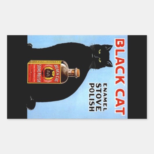 ステッカー広告ヴィンテージ黒猫ストーブ磨き 長方形シール (正面)