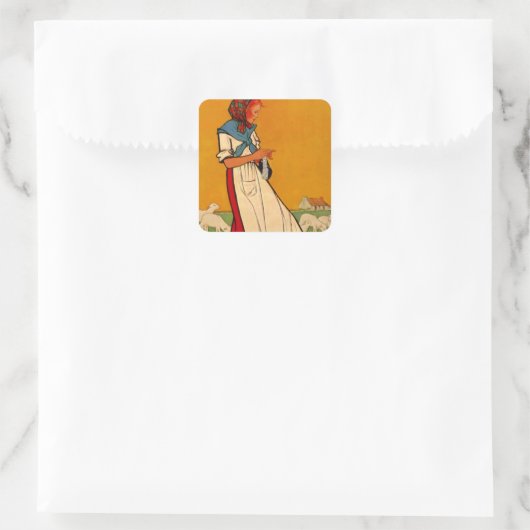 ステッカー忙しレディーニードルワーク編み物クロシェティング スクエアシール (バッグ)