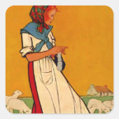 ステッカー忙しレディーニードルワーク編み物クロシェティング スクエアシール (正面)