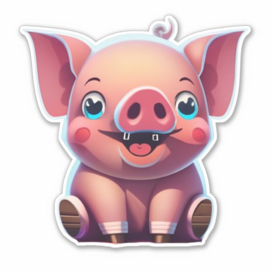 ステッカー愛好家が集まる豚のステッカー シール (正面)