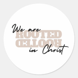ステッカー我々はキリスト信仰の聖書の引用文に根づいている ラウンドシール