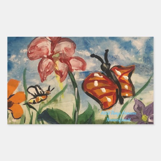 ステッカー春オリジナルのアートワーク 長方形シール (正面)