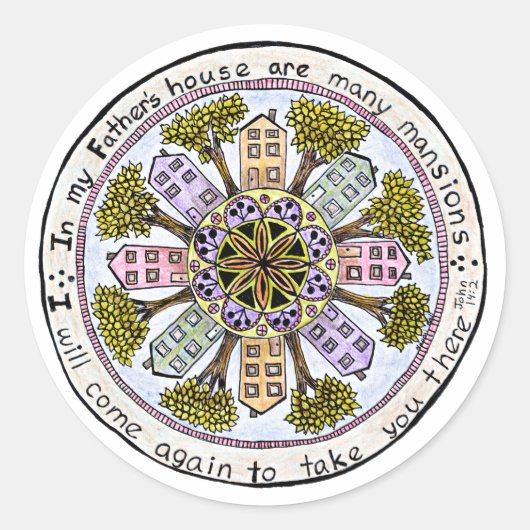 ステッカー父のハウス ラウンドシール (正面)