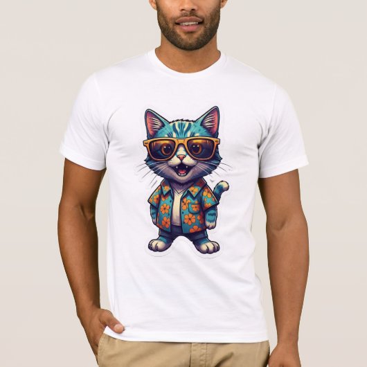 ステッカー猫 Tシャツ (正面)