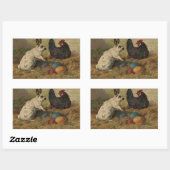 ステッカー甘いアンティークイースターバニーエッグ鶏 長方形シール (シート)