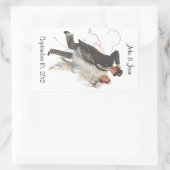 ステッカー結婚レトロの新郎新婦ハッピーカップル 長方形シール (バッグ)