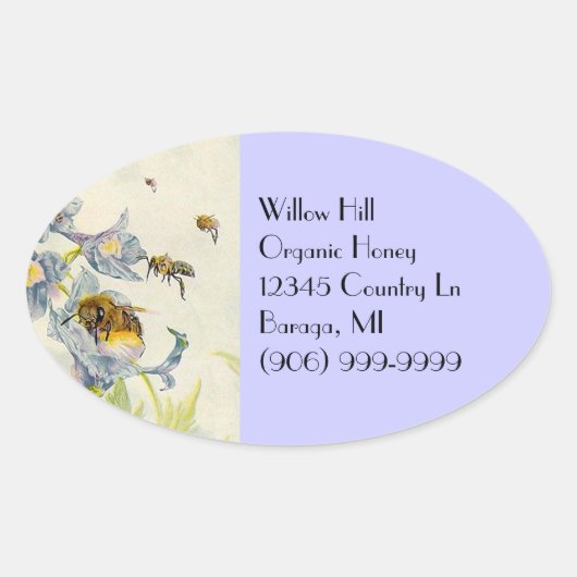 ステッカー蜂蜜ハチ朝栄花養蜂家 楕円形シール (正面)