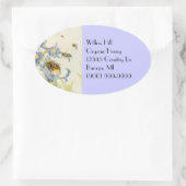 ステッカー蜂蜜ハチ朝栄花養蜂家 楕円形シール (バッグ)