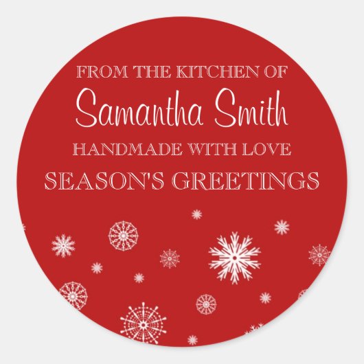 ステッカー赤雪のキッチンからクリスマス ラウンドシール (正面)