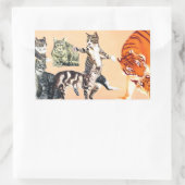 ステッカー遊に猫 長方形シール (バッグ)