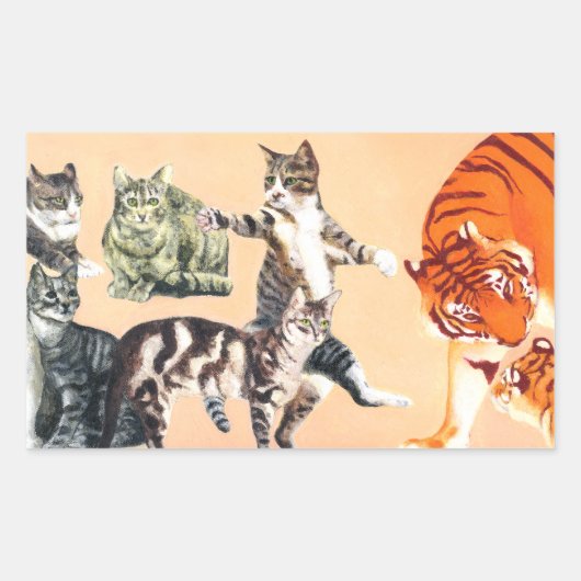 ステッカー遊に猫 長方形シール (正面)