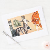 ステッカー遊に猫 長方形シール (封筒)