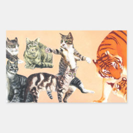 ステッカー遊に猫 長方形シール