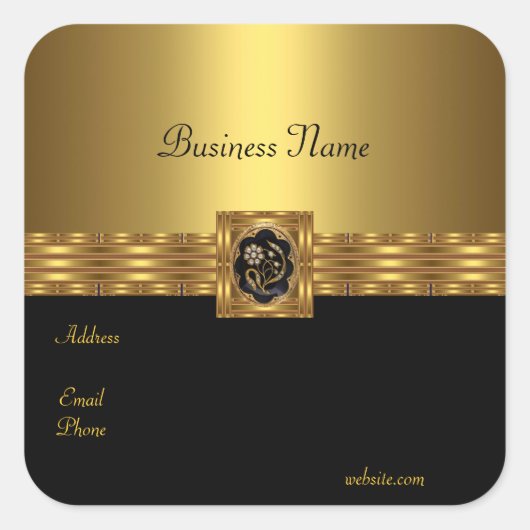 ステッカー金ゴールドオン金ゴールド黒四角 スクエアシール (正面)